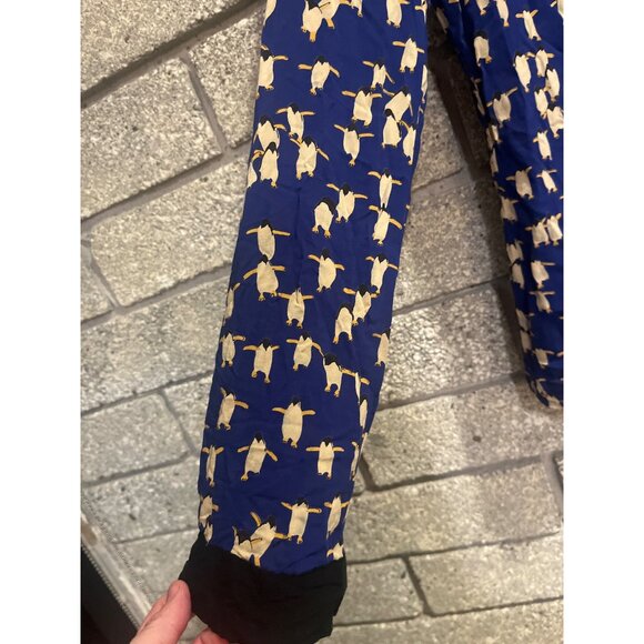 Maeve Penguin Print Button-Up Blouse Size 8 Blue & Beige With Black Accents - Picture 4 of 8